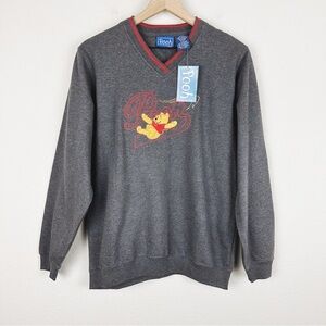 Vintage Winnie The Pooh Embroidered Sweatshirt V-neck New Deadstock